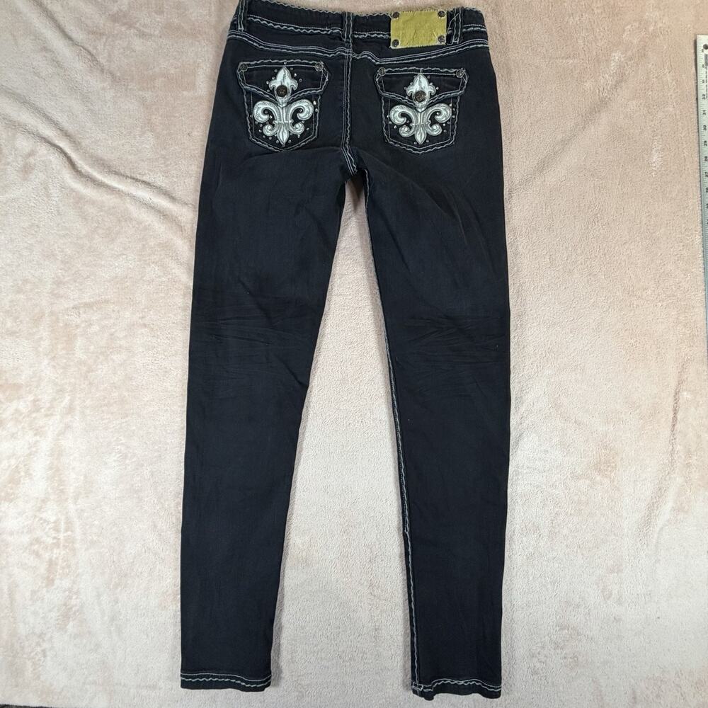 Raw Blue Women 11/12 Vintage Fleur De Lis Embroidered Jeans - Picture 8 of 9
